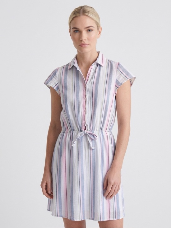 J. Crew Dresses & Skirts - J.Crew Mercantile Rainbow Seersucker Collared Tie Front Dress Size XXS